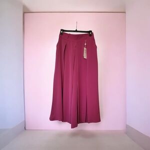 Chic A-Line Skirt Pant in Fuchsia Vibrat Features Elastic Waist Band .